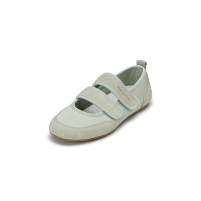 Ballerina MARC O'POLO "mit Klettverschlussriemen", Damen, Gr. 39, Synthetik, grün (calm sage), Obermaterial: 55% Polyester, 45% Leder, unifarben, Schuhe Ballerina