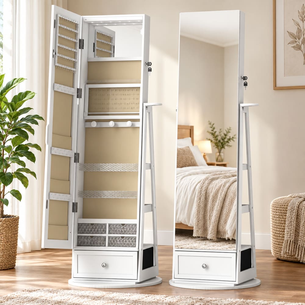 Homcom Armario joyero 56x56x164 cm blanco