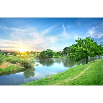 Fototapete PAPERMOON "Fluss in Landschaft", bunt, B:3m L:2,23m, Vlies, Tapeten