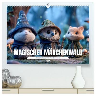 Magischer Märchenwald - Kinderkalender mit Tier-Zauberern (hochwertiger Premium Wandkalender 2026 DIN A2 quer), Kunstdruck in Hochglanz