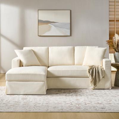 "HULALA HOME Victor 85"" Slipcovered Sofa with Interchangeable Chaise Lounge"