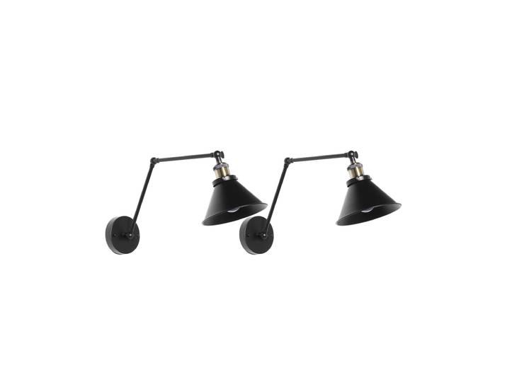Lot de 2 lampes murales réglable métal noir