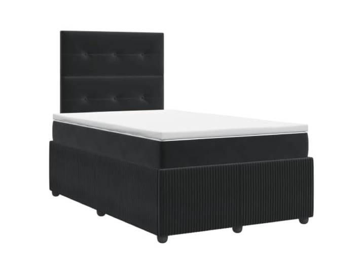 KTHLBRH Boxspringbett mit Matratze schwarz 120 x 190 cm Samt Kopfteil verstellbar 78-88 cm, Lattenrost, Taschenfedern, Schaumstoffauflage, abnehmbare Bezüge