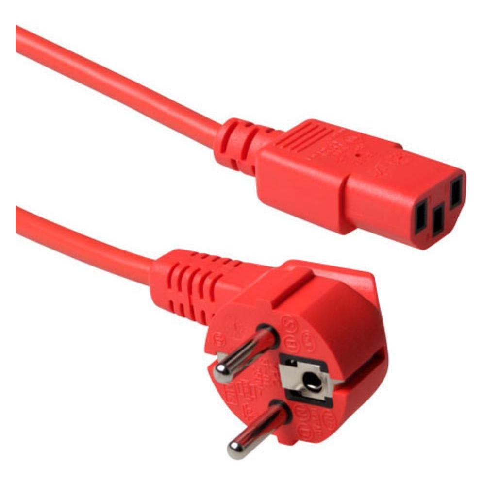ACT Powercord mains connector CEE 7/7 male (angled) - C13 red 5 m (5 m) (AK5403)