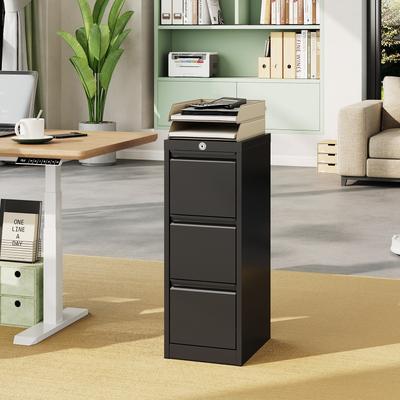 Garvee Three-Drawer Metal Filing Storage Cabinet with Lock for Home Office Document Storage, White
