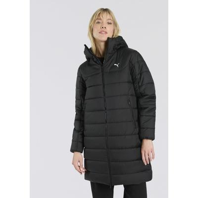 Winterjacke PUMA "ESS HOODED PADDED PARKA", Damen, Gr. L, schwarz (puma schwarz), Taft, Obermaterial: 100% Polyester, unifarben, regular fit lang, Jacken Winterjacke, wasserabweisendes Material, mit WarmCELL-Technologie, Regular Fit