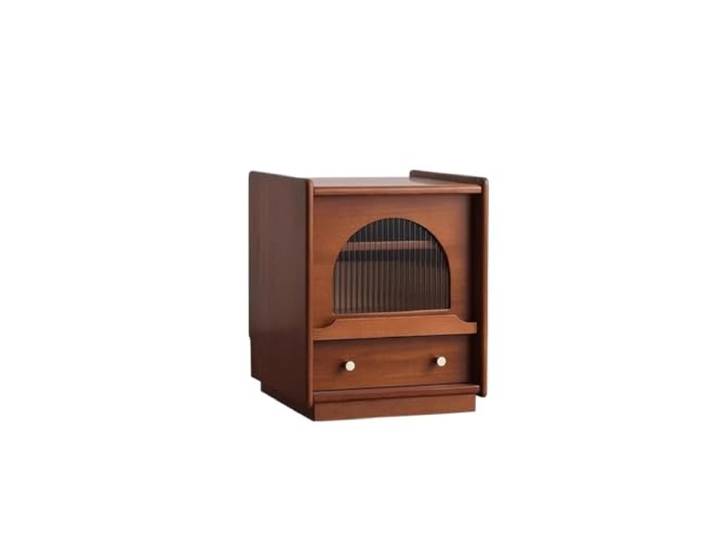 YCCHAH Bett mit Stauraum Nachttisch Aus Massivem Holz, Schlafzimmer, Einfacher Aufbewahrungsschrank, Kleiner for Den Haushalt Desktop