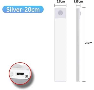Uplift Essentials LED Cabinet Light Rechargeable Motion Sensor Lamp USB Type C silver 7.87 In
