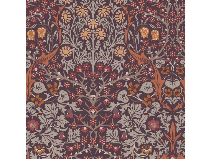 William Morris at Home Vliestapete Schlehdorn 1000x52cm, Lila, Papier, Kunststoff, Vintage, Rechteckig, 52x1000 cm, Tapeten & Wandverkleidungen, Vliestapeten