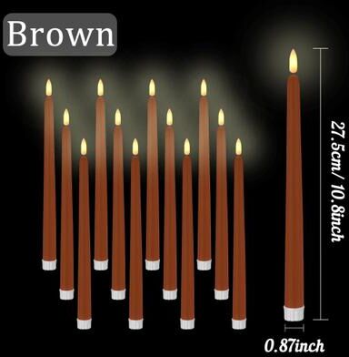 Uplifted Finds 12 To 108 Pcs Flameless LED Taper Candles Flickering Electric Faux Candlesticks For Wedding Church Decor brown 84pcs