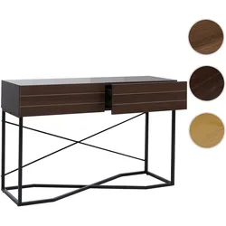 Konsolentisch HWC-P47, Telefontisch Beistelltisch Ablagetisch, Schublade Melamin Industrial 81x120x40cm ~ Walnuss-Optik