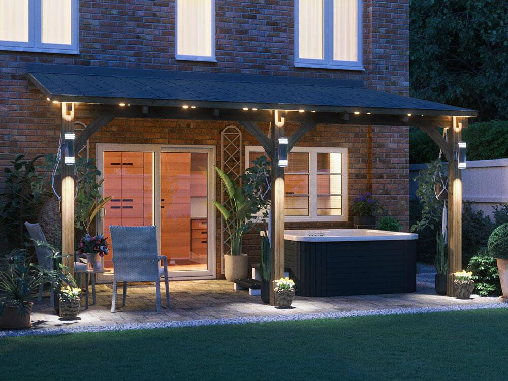 Dunster House Lean To Wooden Gazebo Canopy Kit 4m x 3m Patio Garden Shelter with Roof Shingles Leviathan 297" H x 297" W x 308" D