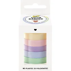 folia Geschenkband PASTELL satiniert pink, orange, gelb, grün, blau 10,0 mm x 4,0 m