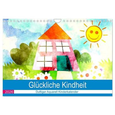 Glückliche Kindheit. Duftiger Aquarell Kinderkalender (Wandkalender 2026 DIN A4 quer), CALVENDO Monatskalender