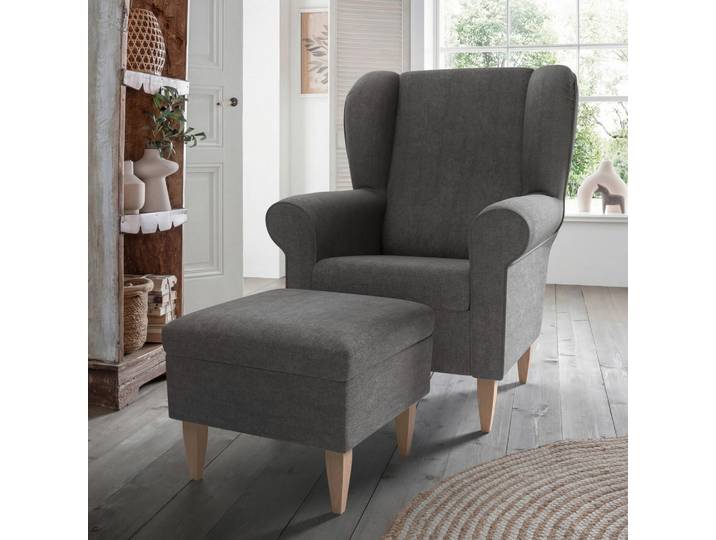 Livetastic Sesselset Asino, Dunkelgrau, Holz, Buche, Uni, 80x102x86 cm, Stoffauswahl, Wohnzimmer, Sessel, Sonstige Sessel