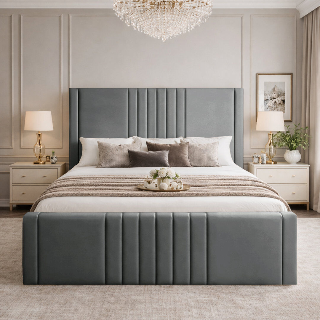 Canora Grey Haisley Upholstered Storage Bed Frame Grey Super King (6')