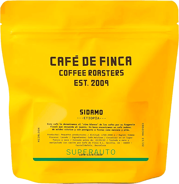 CAFE DE FINCA Café en grano - de Finca Etiopía Sidamo, Heirloom, Sabor a Manzana y Piña, Apto para Cafeteras Superautomáticas, 1 kg