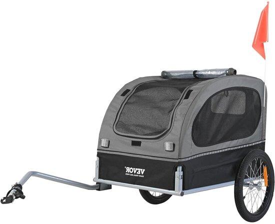 Fahrradanhänger für Haustiere - Hundeanhänger - Sichere Fortbewegung - Faltbares Design - Tragfähigkeit: 40 kg - Schwarz, Grau