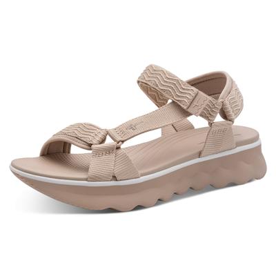 Trekkingsandale TAMARIS, Damen, Gr. 39, Textil, taupe, unifarben, Schuhe, Plateau, Sandalette, Riemchensandale in veganer Verarbeitung