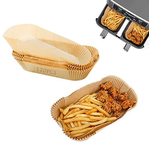 120 stuks Air Fryer Liners Antiaanbak Bakpapier voor Dual Zone Air Fryer, Oven en Magnetron