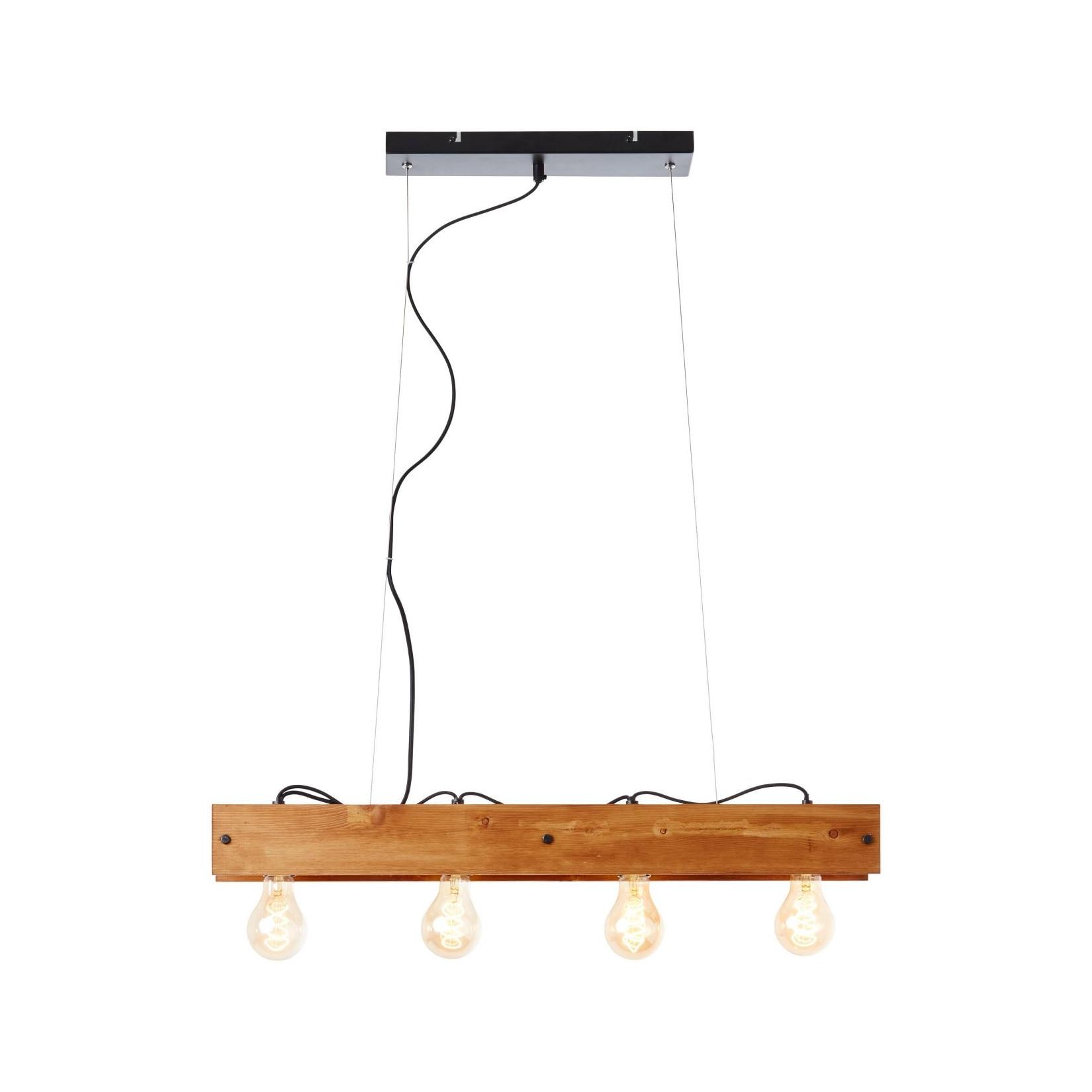 BRILLIANT Lampe, Calandra Pendelleuchte 4flg schwarz/holzfarbend, 4x A60, E27, 42W, Holz aus nachhaltiger Waldwirtschaft (FSC)