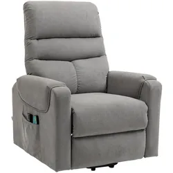 MODFU Massagesessel Metall Dunkelgrau mit Aufstehhilfe, Heizung und Liegefunktion, 79 x 97 x 103 cm
