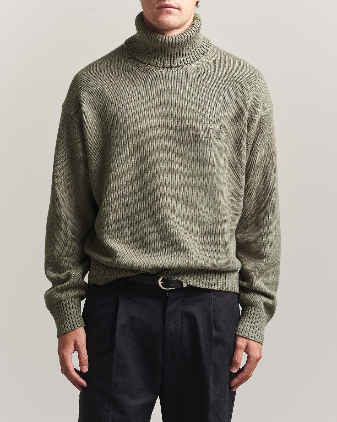 J.Lindeberg Eddy Wool/Cotton Knitted Turtleneck Brindle men M Grøn