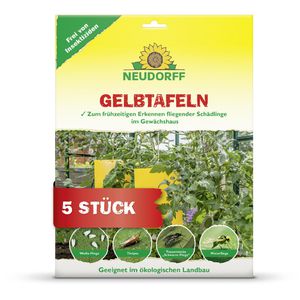 Neudorff Gelbtafeln 00945, 25 x 32 cm, zum Hängen, gegen Trauermücken und andere Schädlinge, 5 Stück