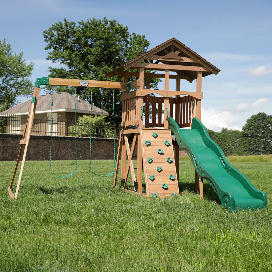 Backyard Discovery Solid Wood Swing Set with 2 Swing(s) , 1 Slide(s) Brown