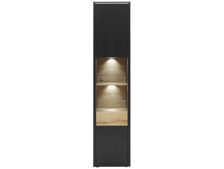 Vitrine GAME 47 x 208 cm Lack anthrazit/Absetzung Balkeneiche