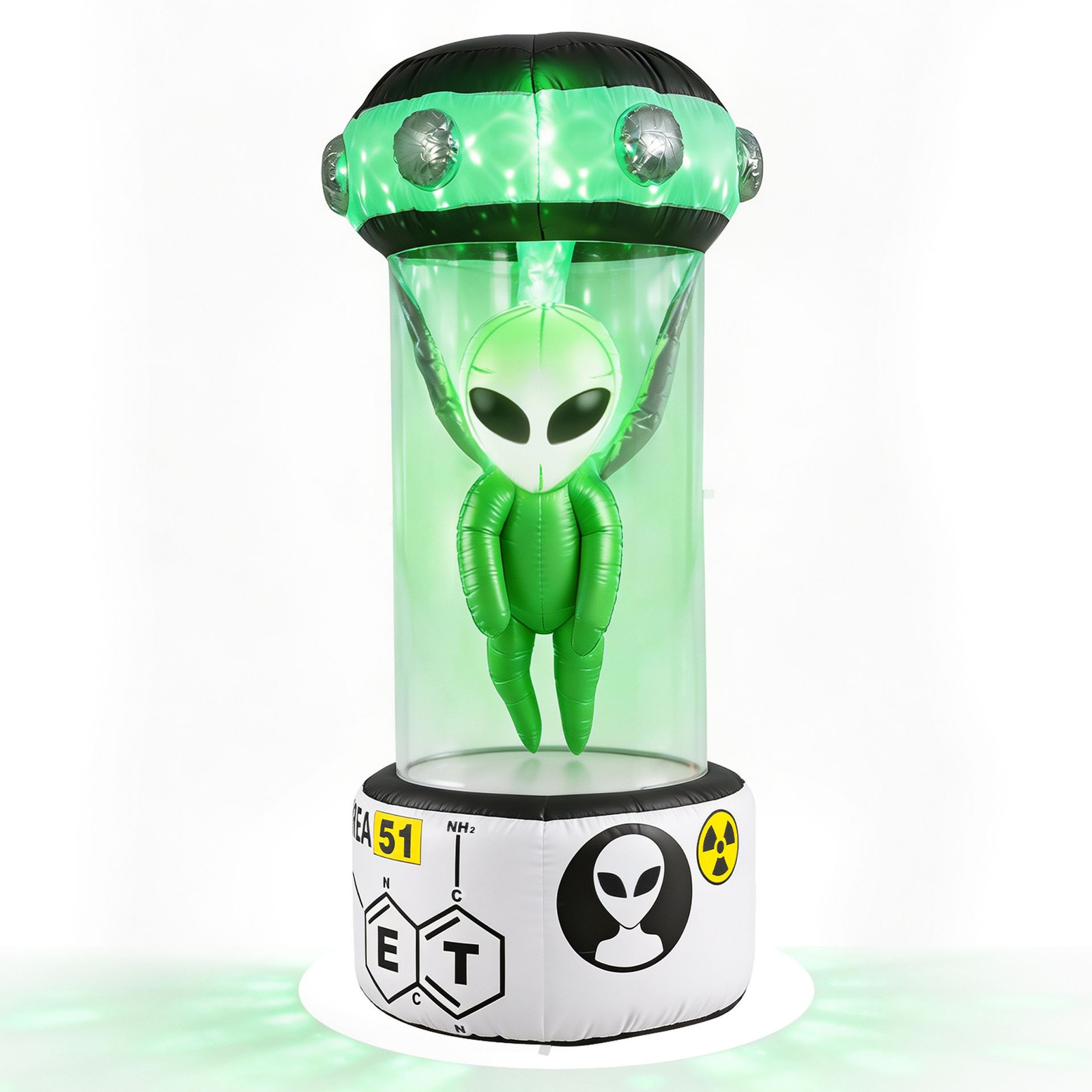 Costway Halloween Opblaasbaar Buitenaards Wezen met Ruimtecapsule en LED Verlichting, 225 cm