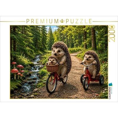 CALVENDO Puzzle Igelglück auf Waldwegen | 2000 Teile Lege-Größe 90x67cm Foto-Puzzle für glückliche Stunden