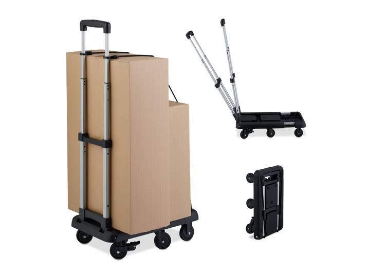 Klappbarer Transportwagen Schwarz-Silber