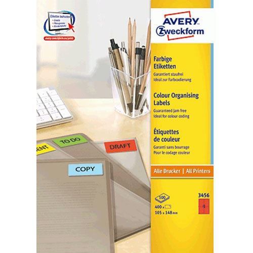 AVERY Zweckform Universal-Etiketten, 105 x 148 mm, rot 400