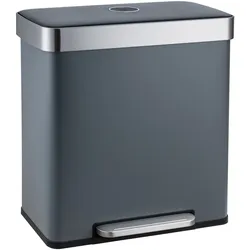 SVITA LT2X30 Mülleimer 60l Treteimer Tretmülleimer Abfalleimer 2 Fächer freistehend mit Deckel inkl. Inneneimer Grau
