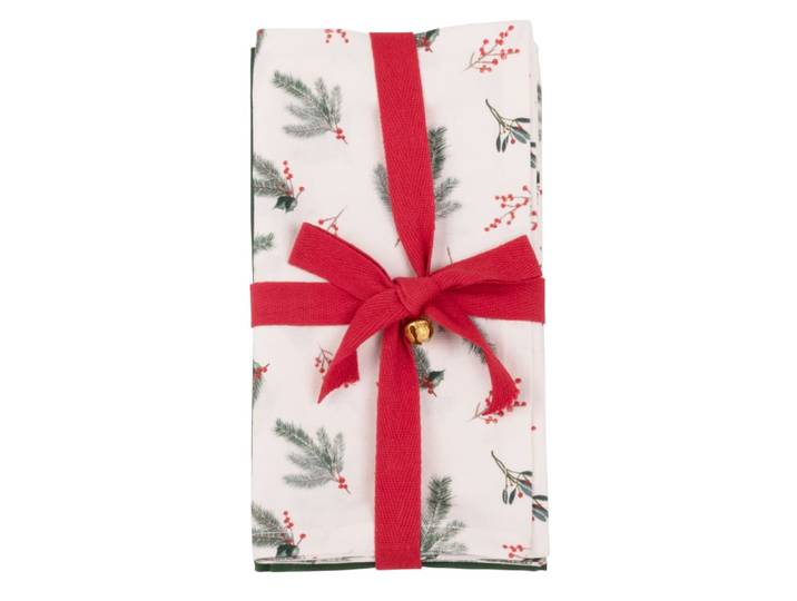 2er Set Weihnachts-Geschirrtücher aus Bio-Baumwolle, grün und rot 50x70cm