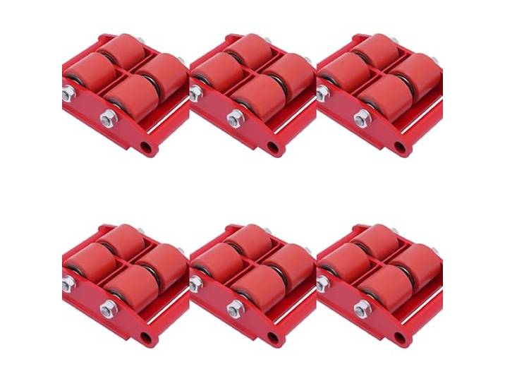 6 * Panzerrollen Roller Transportfahrwerk, Maschinentransport Industrieroller mit 4 PU-Richtungsräder Roller Drehplatte Möbeltransporthilfe Transportroller (6T Rot)
