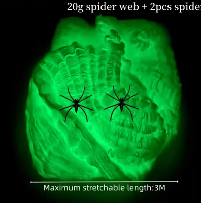 Inspire Curations Glow In The Dark Spider Web Decoration Set With Spiders For Halloween Parties 20g Cobweb 2 Spider