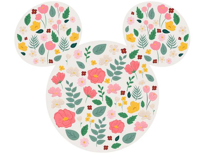 Vliestapete KOMAR Vlies selbstklebend - Mickey Head Wildflowers - Grösse 125 x 125 cm , bunt, B:125m L:125m, Vlies, Tapeten, Vliestapete, Kinderzimmer