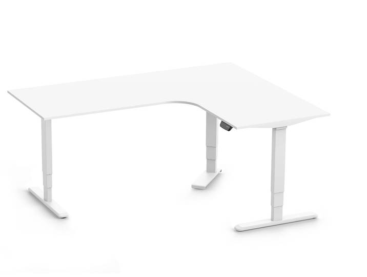 PRIMUS Eckschreibtisch, Gestell Weiß, Tischplatte 2000/800 x 1600/800 x 25 mm Topweiß