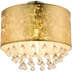 Deckenlampe dimmbar Smart LED Deckenleuchte App Sprach Steuerung Wohnzimmerlampe Kristalle gold, 8,5W 806lm warmweiß-kaltweiß, DxH 30x31 cm