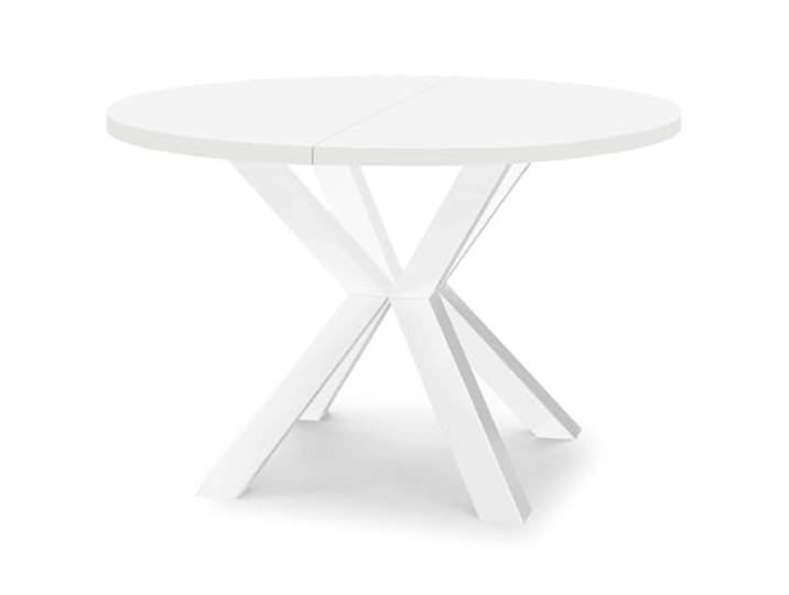 Dekori Möbel Runder Ausziehbarer Tisch für Esszimmer RAL mit Holzbeinen, Skandinavischer Stil, Durchmesser Varianten von : 90 bis 220 cm (Weiß, 120/220 cm)