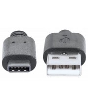 Manhattan USB-Kabel USB-C M bis USB M 2.0 1 m geformt Schwarz (353298)