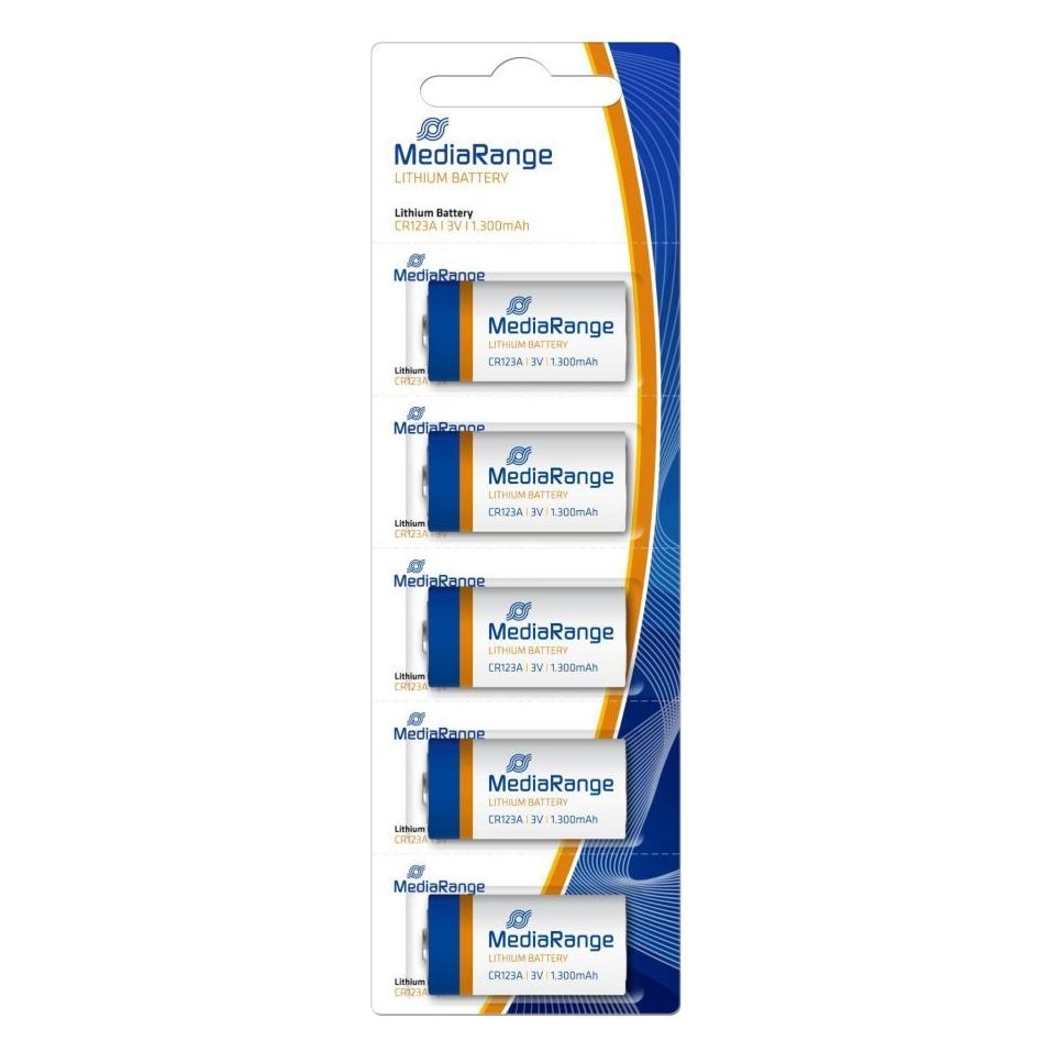 MediaRange BATTERY LITHIUM CR123A 3V/5PCS MRBAT150 (5 Stk., RCR123A, 1300 mAh) (MRBAT150)