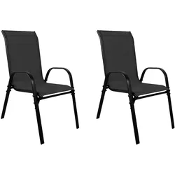 Mojawo 2xOutdoorstuhl Gartenstuhl Stapelstuhl robust Metall Textilen Schwarz