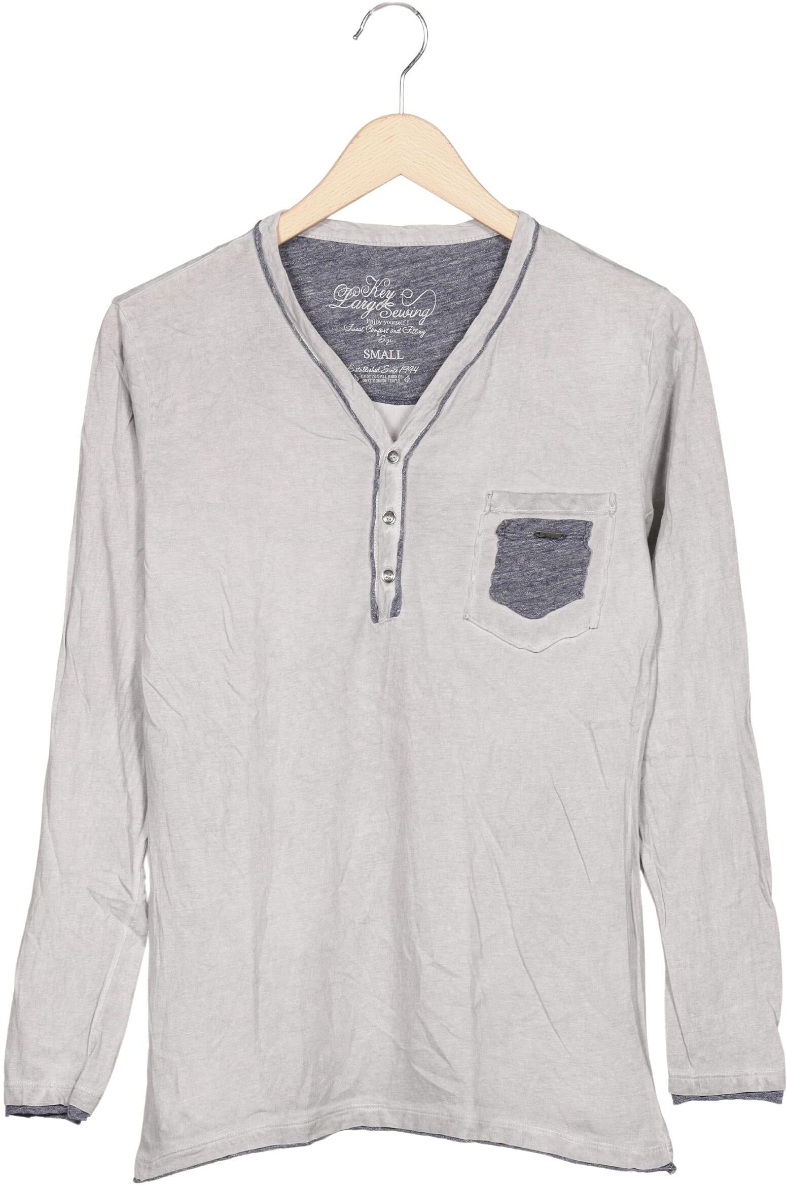 Key Largo Herren Langarmshirt, Grau, Gr. S, Baumwolle - Second Hand