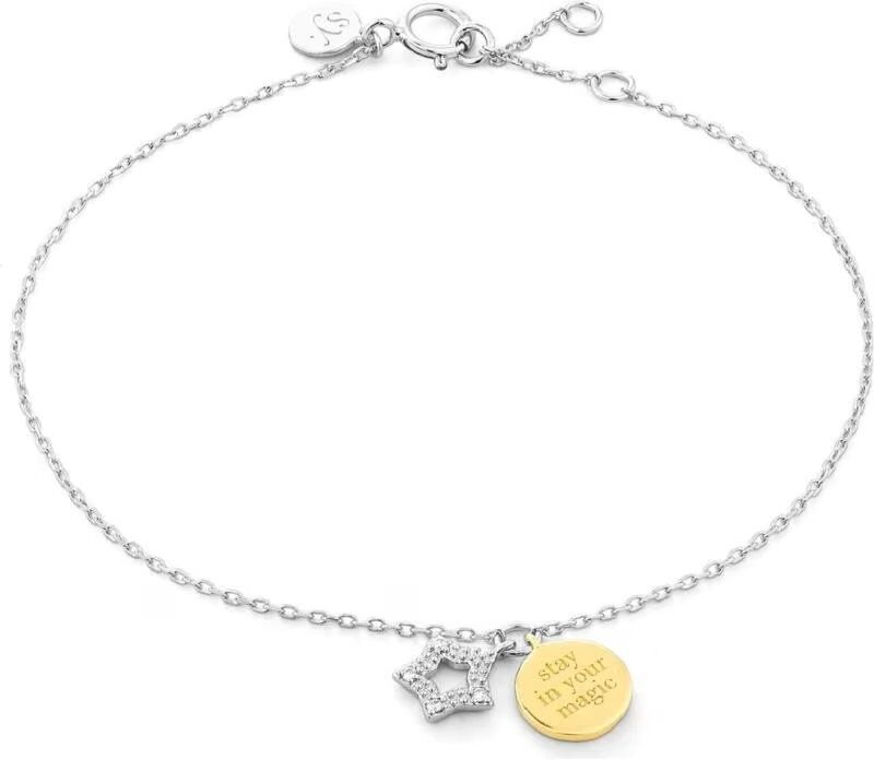 Pulsera Secrecy Con Charms De Estrella Y Círculo 18cm Mujer