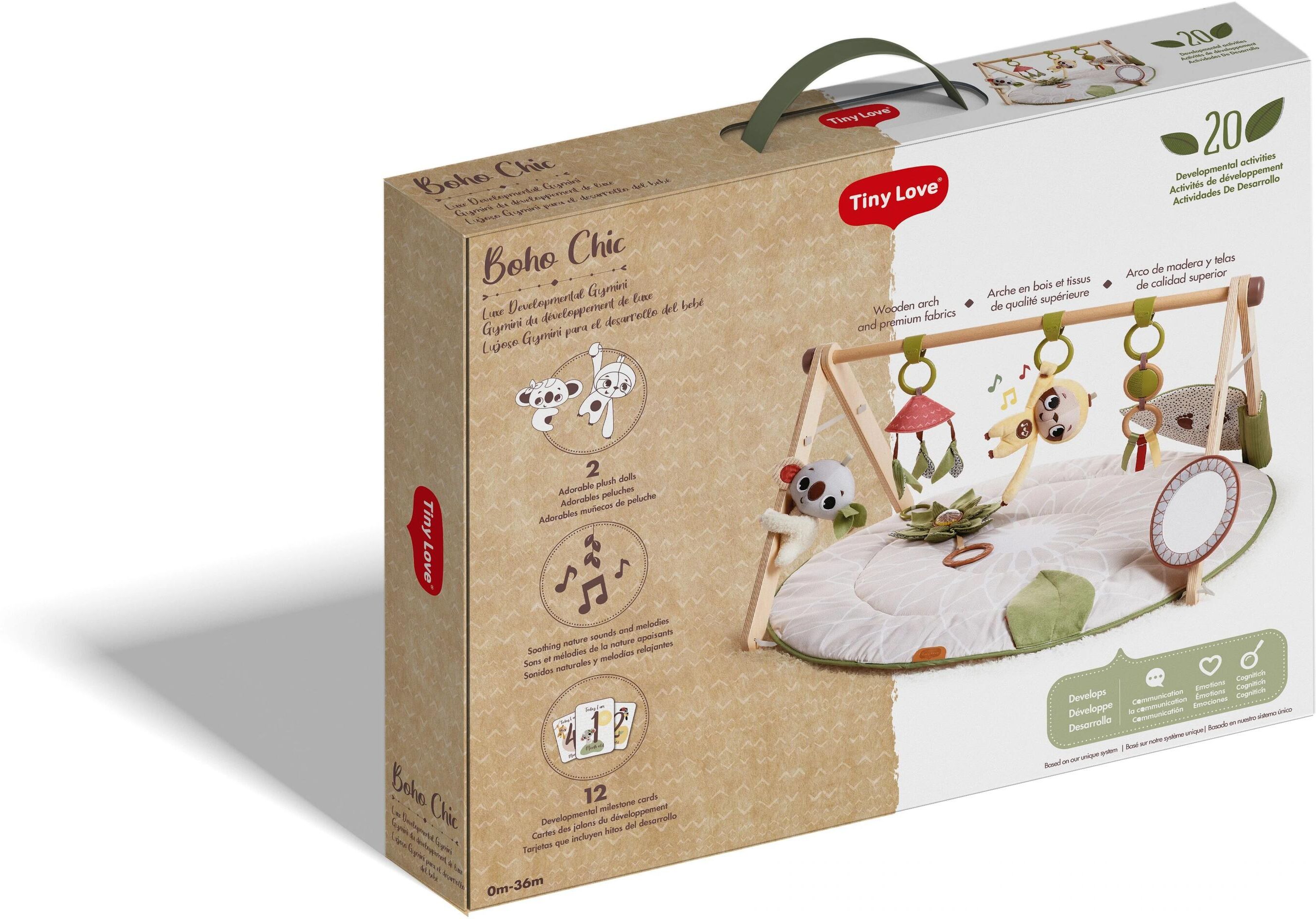 Spielbogen TINY LOVE "Luxe Gymini Boho Chic, mit Musik, 0+ Monate", Baby, mehrfarbig, Baumwolle, Holz, Kunststoff, Stoff, Spielbögen Spielbogen mehrfarbig Einheitsgröße