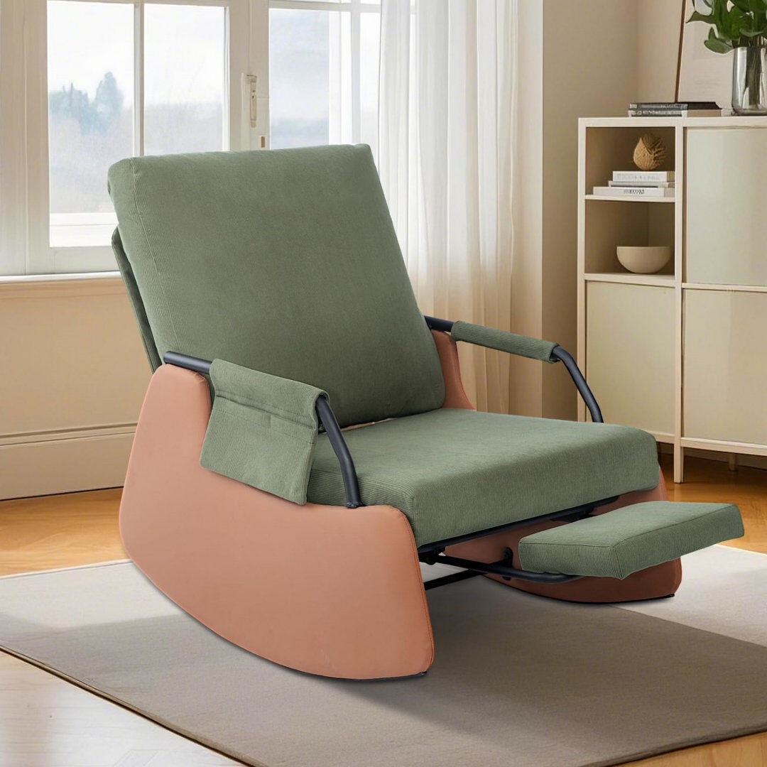 Brayden Studio Reclining Outdoor Lounge Chair Green/Green 89cm H X 87cm W X 70cm D
