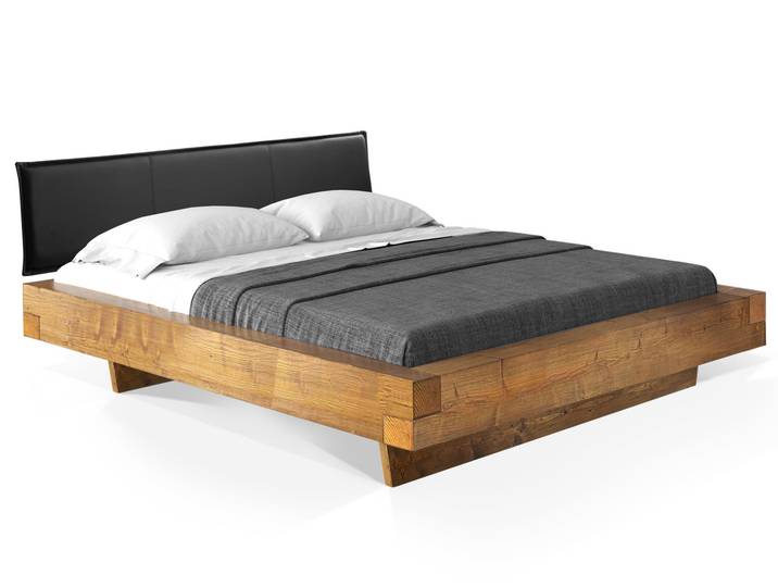 CURBY Balkenbett mit Polsterkopfteil, Wangenfuß, Material